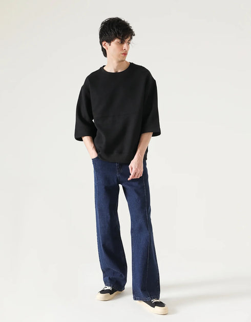 HALF SLEEVES CREW NECK SWEATSHIRT
